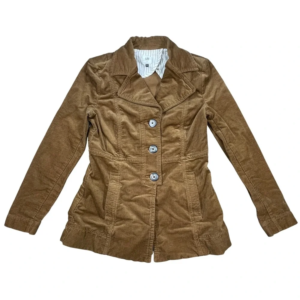 Cabi Brown Corduroy Button Up Blazer Jacket Women Size S